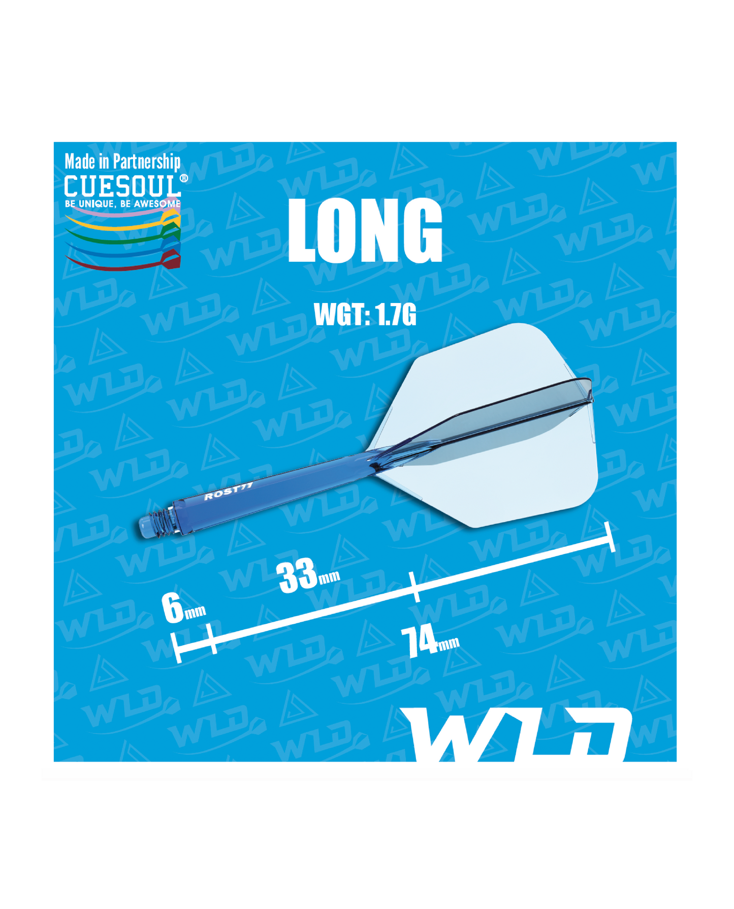 Cuesoul ROST 77 Transparent (BLUE) Big Wing - Dart Flights