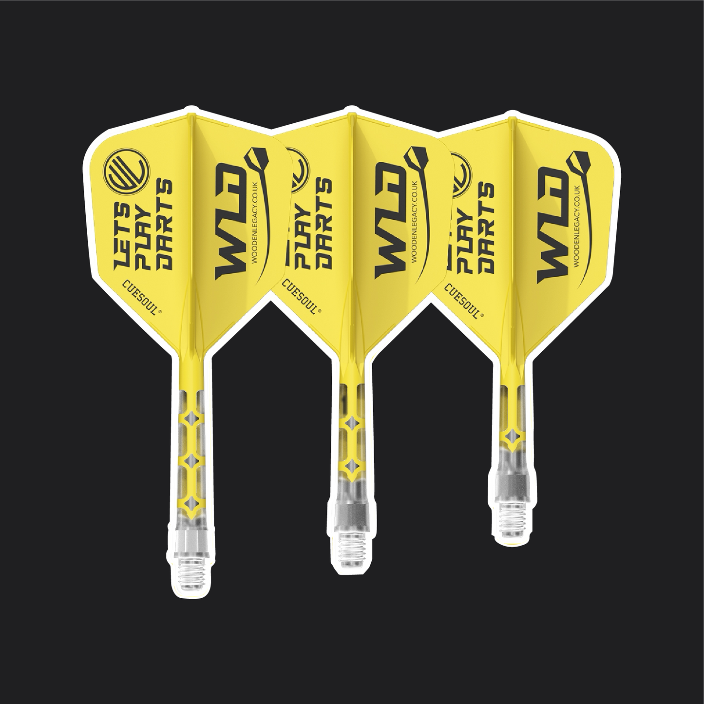 WLD YELLOW/BLK ROST T19, All In One Flights - Let's Play Darts Range
