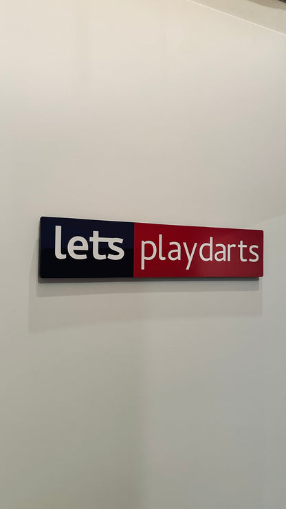Darts classic “Let’s play darts” wooden plaque