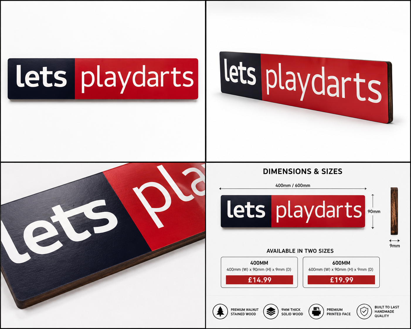Darts classic “Let’s play darts” wooden plaque