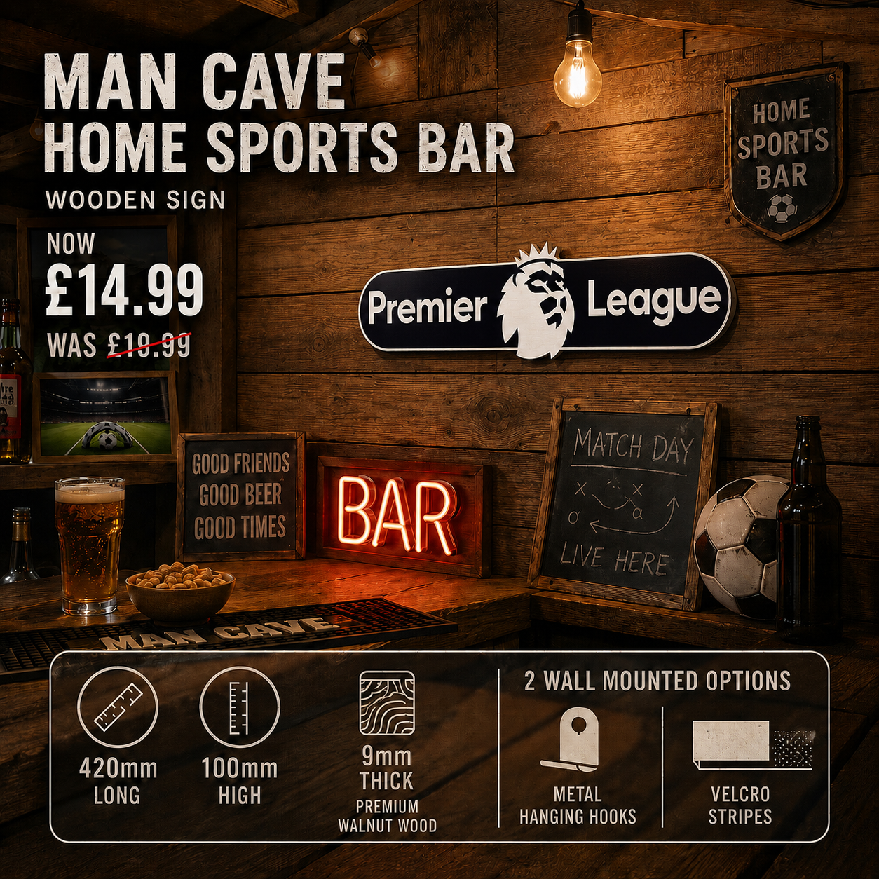 Premier League Wooden Wall Sign