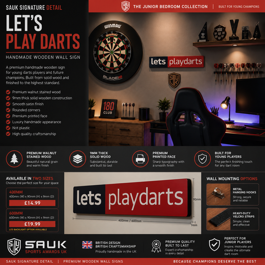 Darts classic “Let’s play darts” wooden plaque