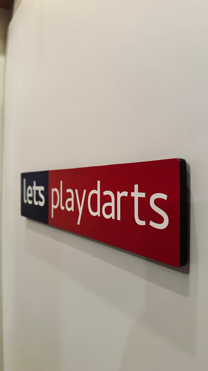 Darts classic “Let’s play darts” wooden plaque