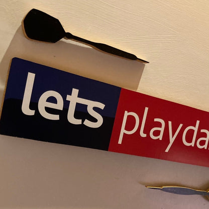 Darts classic “Let’s play darts” wooden plaque