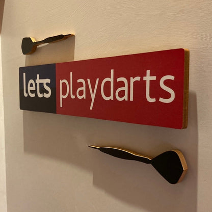 Darts classic “Let’s play darts” wooden plaque