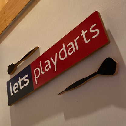 Darts classic “Let’s play darts” wooden plaque