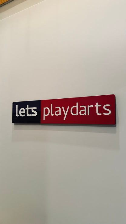 Darts classic “Let’s play darts” wooden plaque